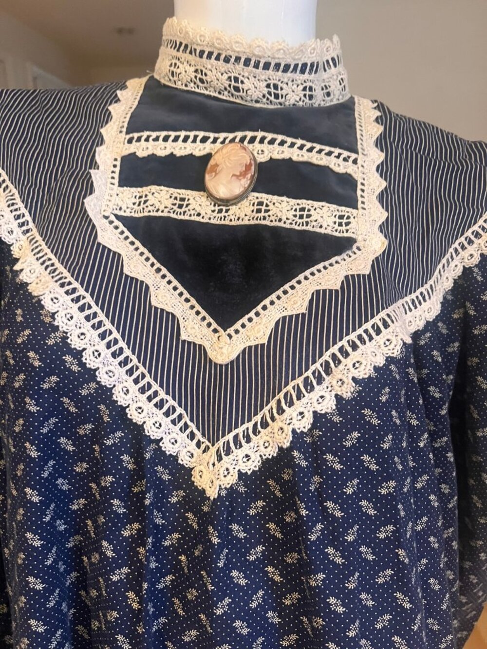 70'S SCOTT McCLINTOCK GUNNE SAX PRARIE CALICO DRESS HIGH NECK SZ XL / 16 - Picture 5 of 9